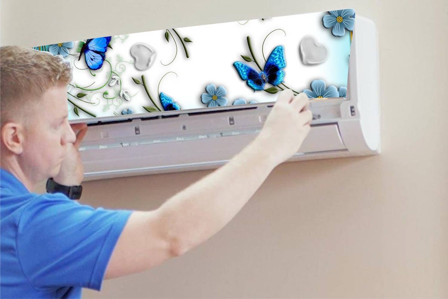 Approach home Decor 91 cm Air Conditioner 3d Flower Sticker Self Adhesive Sticker