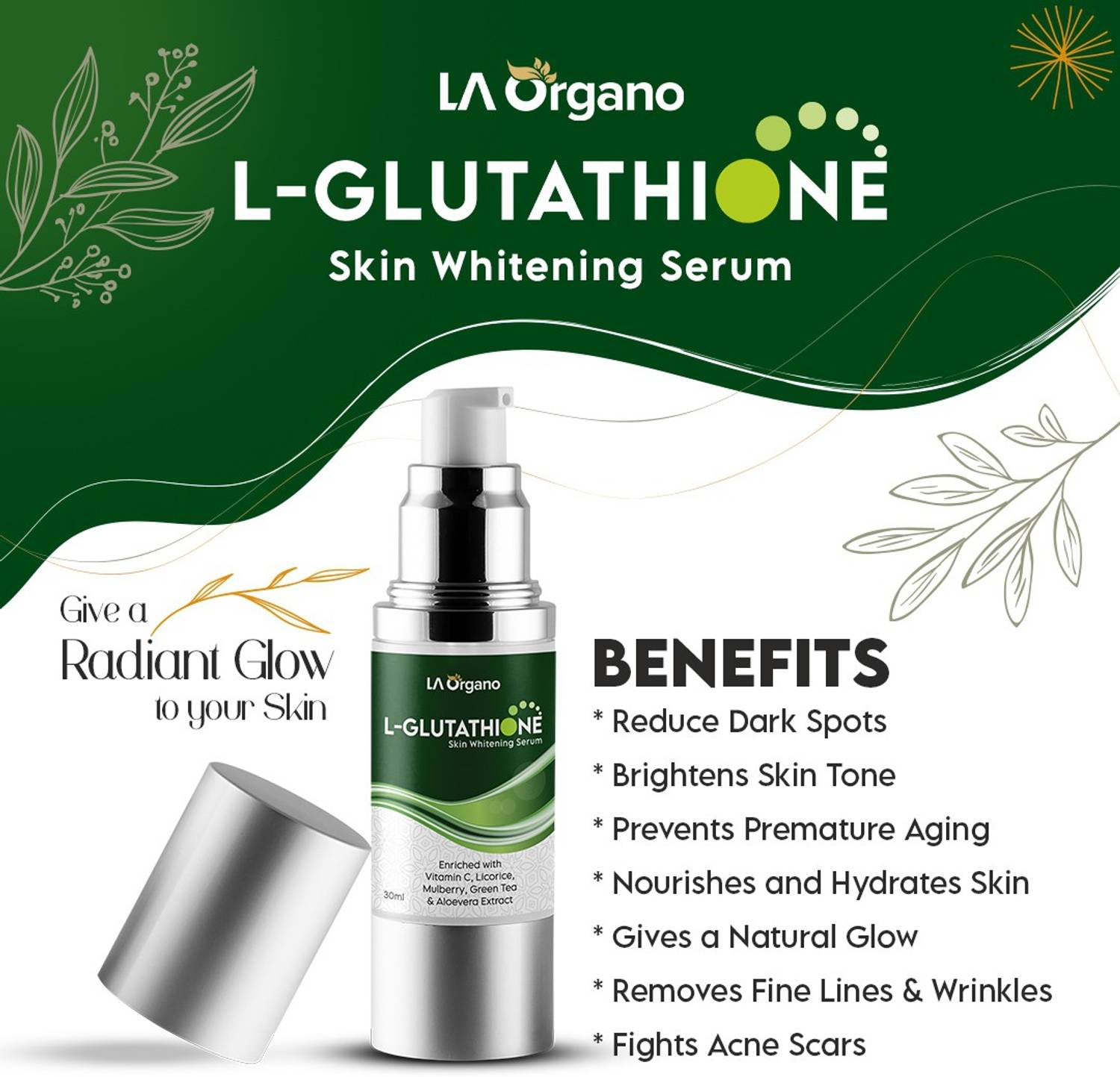 benefits of glutathione serum LA Organo L- Glutathione Gel & Serum for Skin Whitening, Brightening & Anti  Ageing, Enrich with Vitamin C Price in India