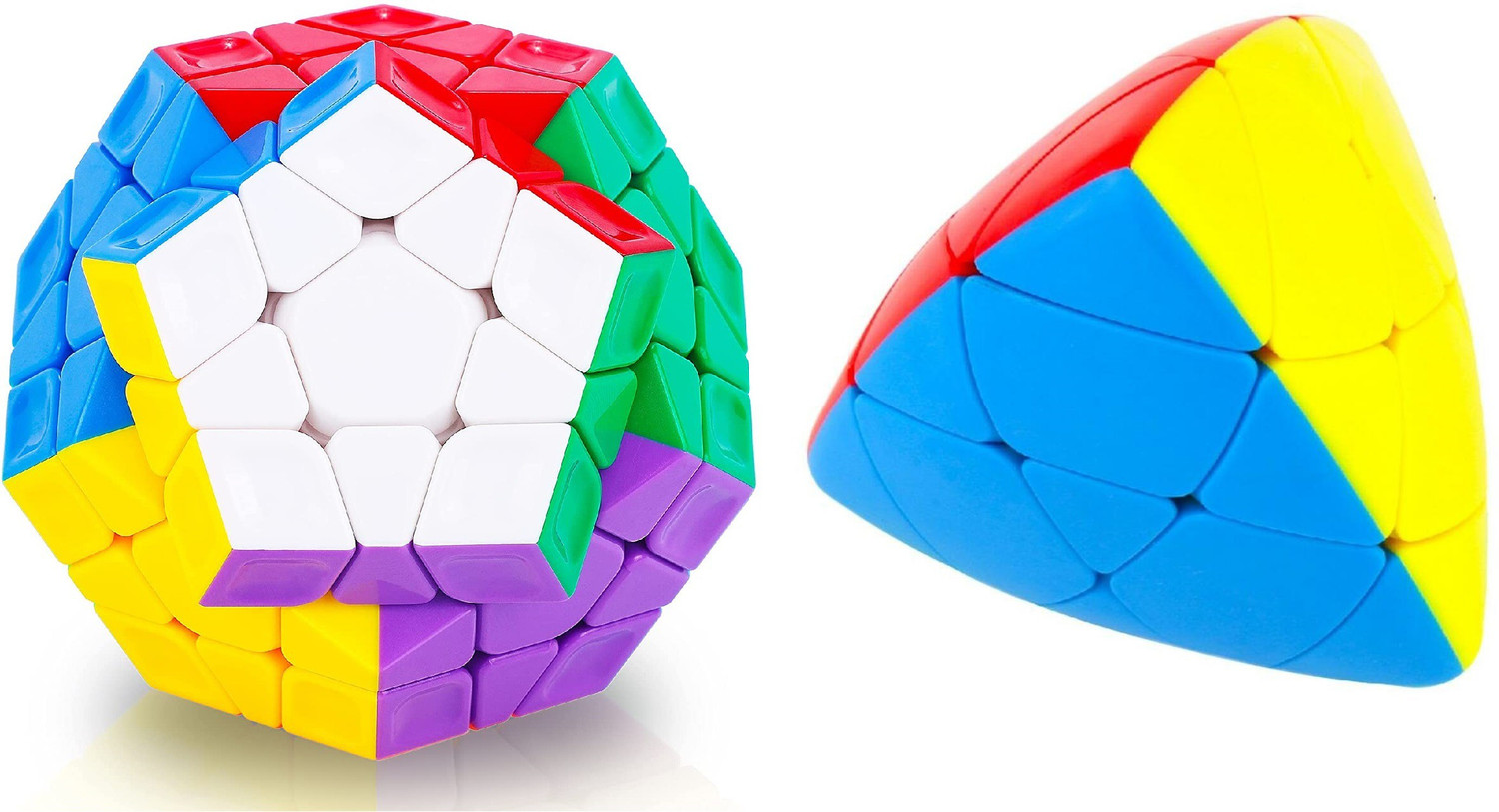 Image of Authfort 3 X 3 Megaminx Sculpted Stickerless Pentagon cube and mastermorphix cube Triangle High Speed Stickerless Cube combo pack of 2