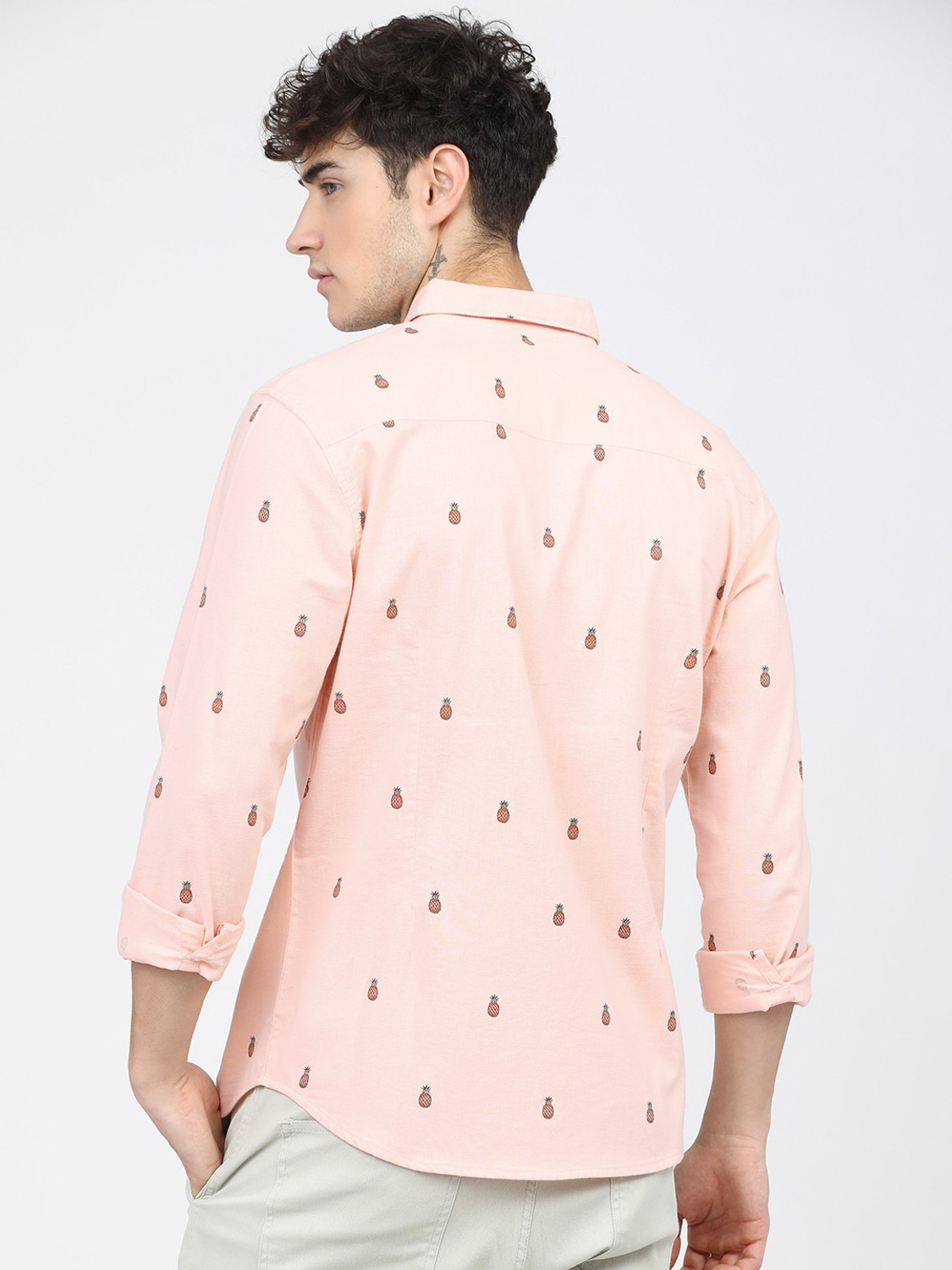 Image of KETCH Men Printed Casual Pink Shirt