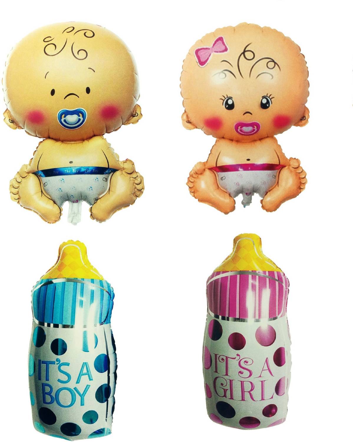 Agk Printed Baby Shower Balloon for Decoration, 2 pcs of baby boy & baby girl foil balloon, 2 Pcs Its a Boy / Its a Girl Bottle Foil Balloons (Set of 4) Balloon