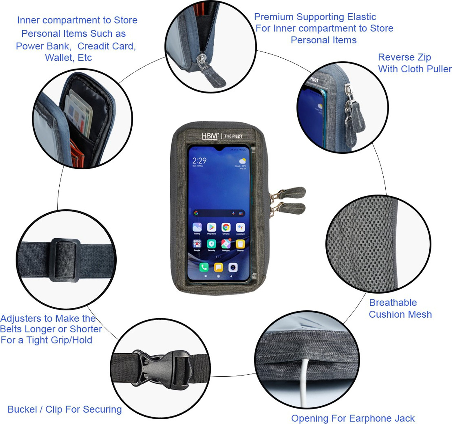 Image of HBM THE Pilot Mobile Holder for All Type of Scooters Activa scooty Bike Mobile Holder
