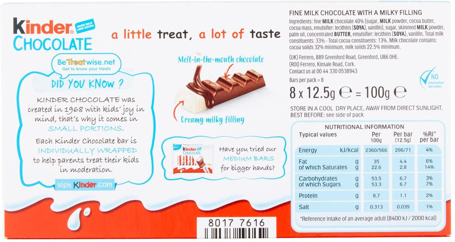 Image of Kinder chocolate 8 , orange Bars