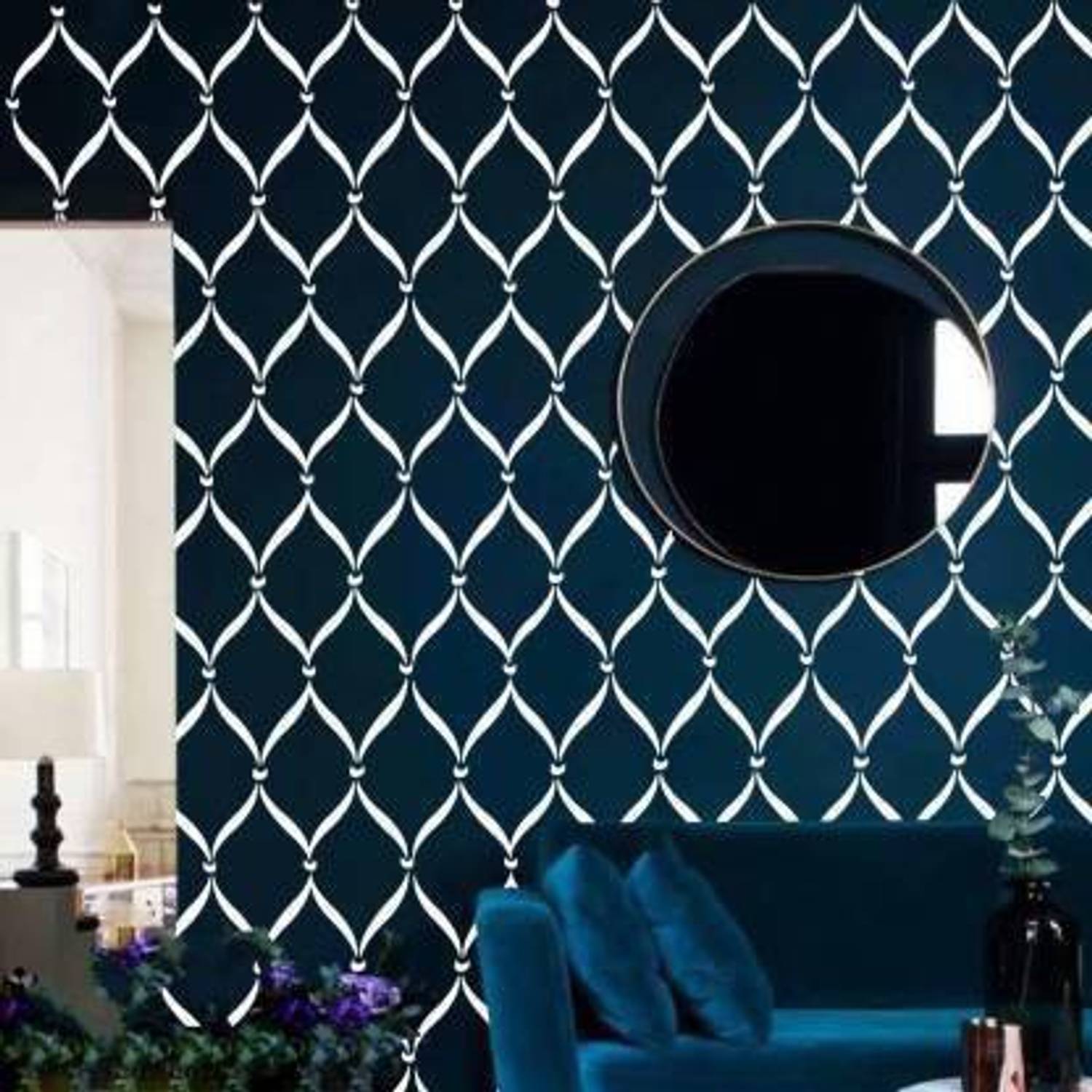 Nnk Decor Size: (16 x 24 Inches) Strips Pattern Reusable PVC Wall Stencil Painting for Home Decoration AD906 Wall Stencil Stencil