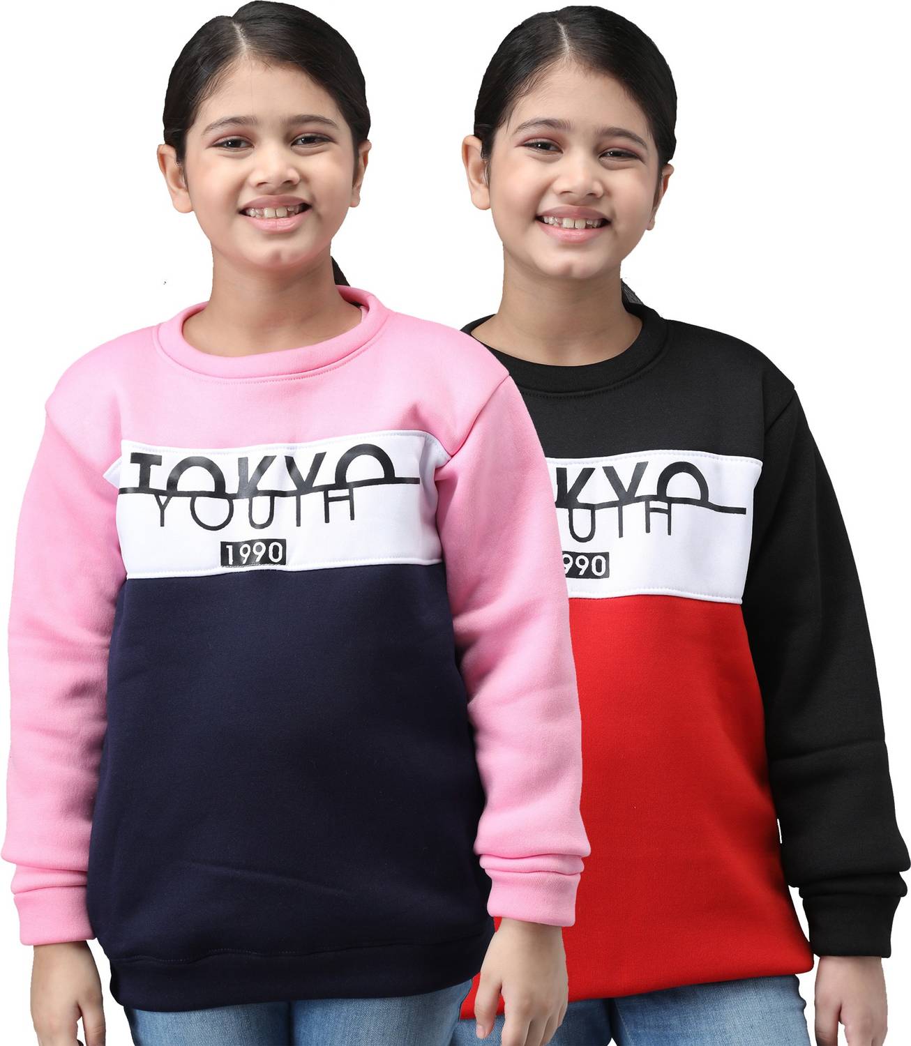 ANIXA Full Sleeve Color Block Girls Sweatshirt