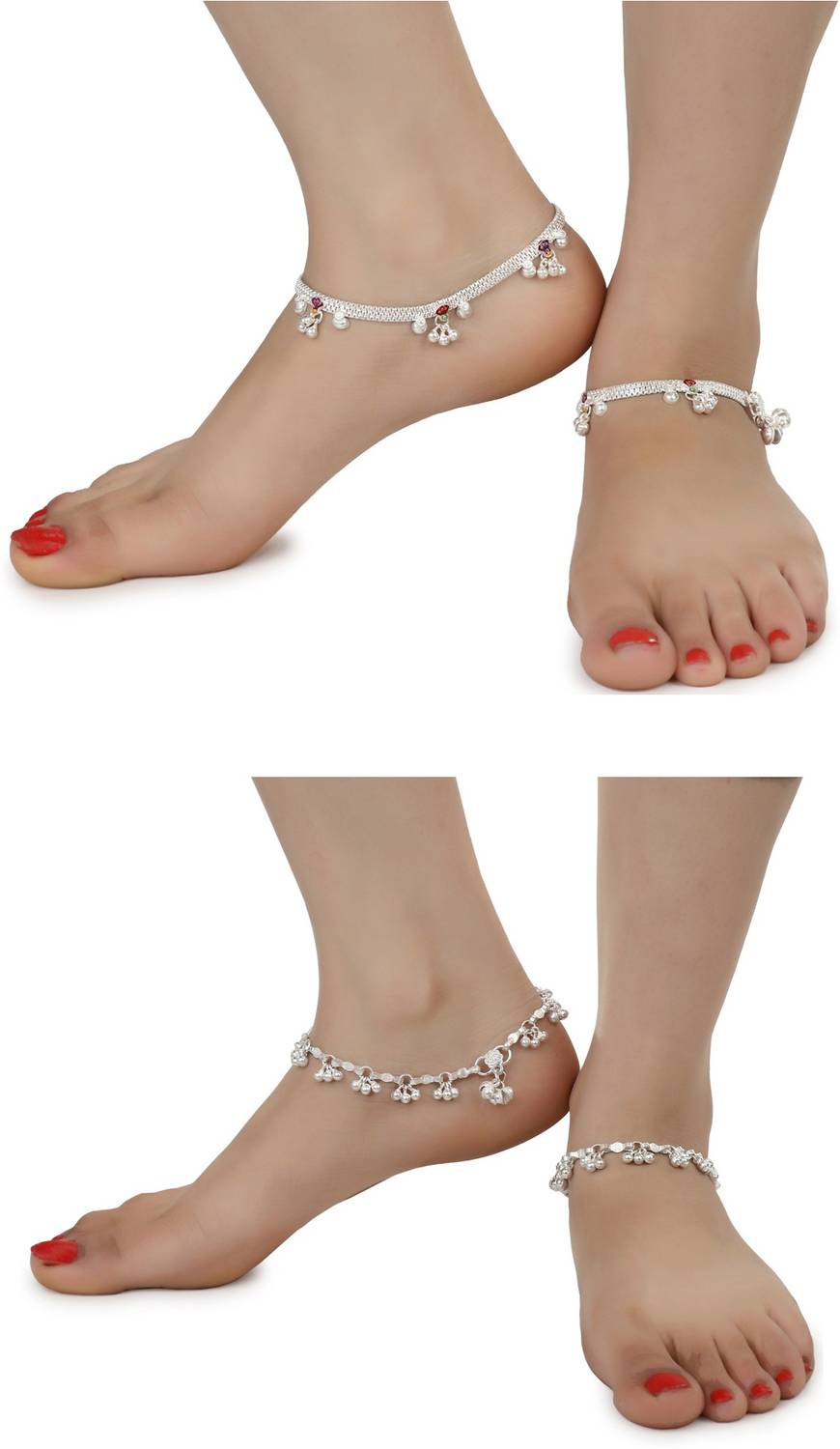 AanyaCentric Silver Plated Indian Anklets Payal Gift For Her Gift For Wife Gift For Women Alloy Anklet