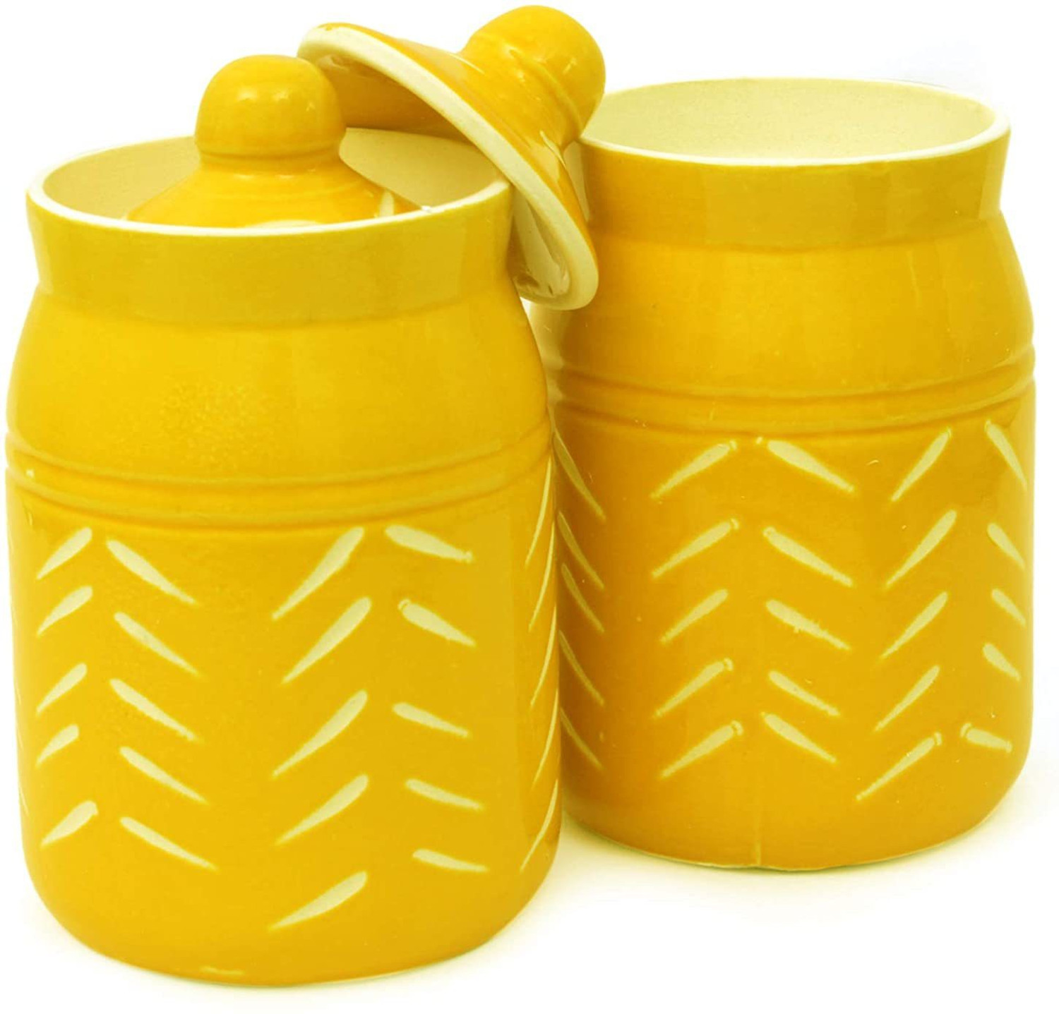 Image of Newai Ceramic Pickle Jar - 500 ml (Pack of 2, Yellow)