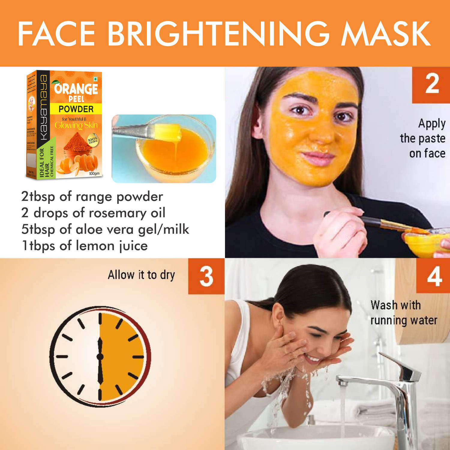 Image of Kayamaya Kasturi Haldi Powder + Orange Peel Powder for Face Pack - Combo