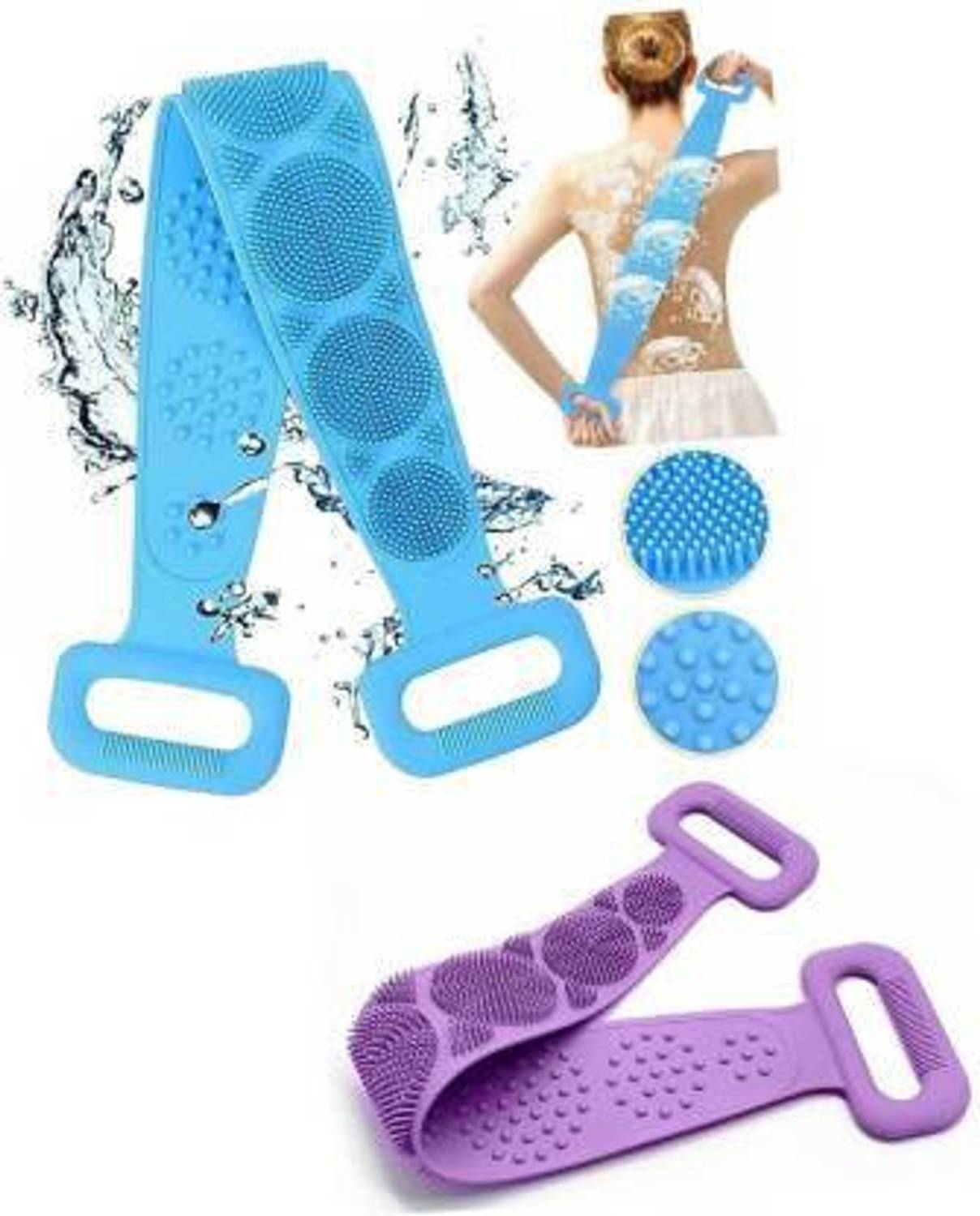 ALLFIT Silicone Back Scrub, Bath Shower Body Brush Double Sided Bath Brush Belt Exfoliating Silica Gel Bath Rub Brush for Men and Women Dead Skin Removal