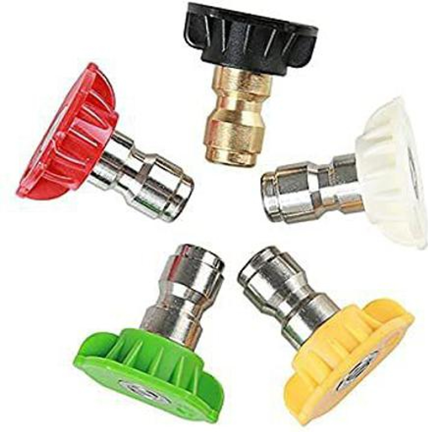 Image of Breewell Pressure Washer Spray Nozzle Tips Multiple Degrees, 1 /4 inch | Pack of 5 Pressure Washer