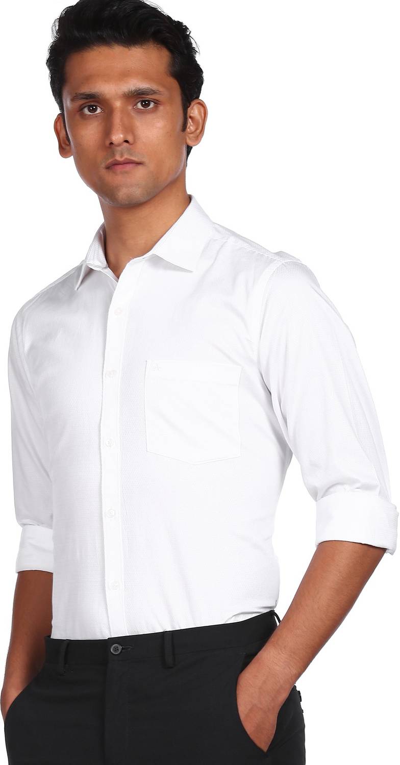 ARROW Men Self Design Formal White Shirt
