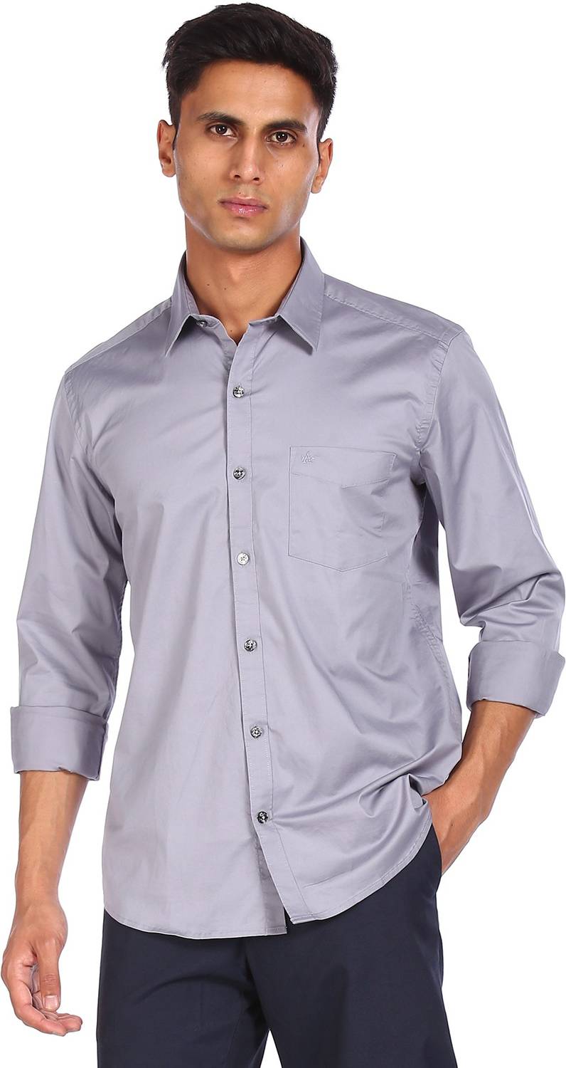 Arrow Sport Men Solid Casual Grey Shirt