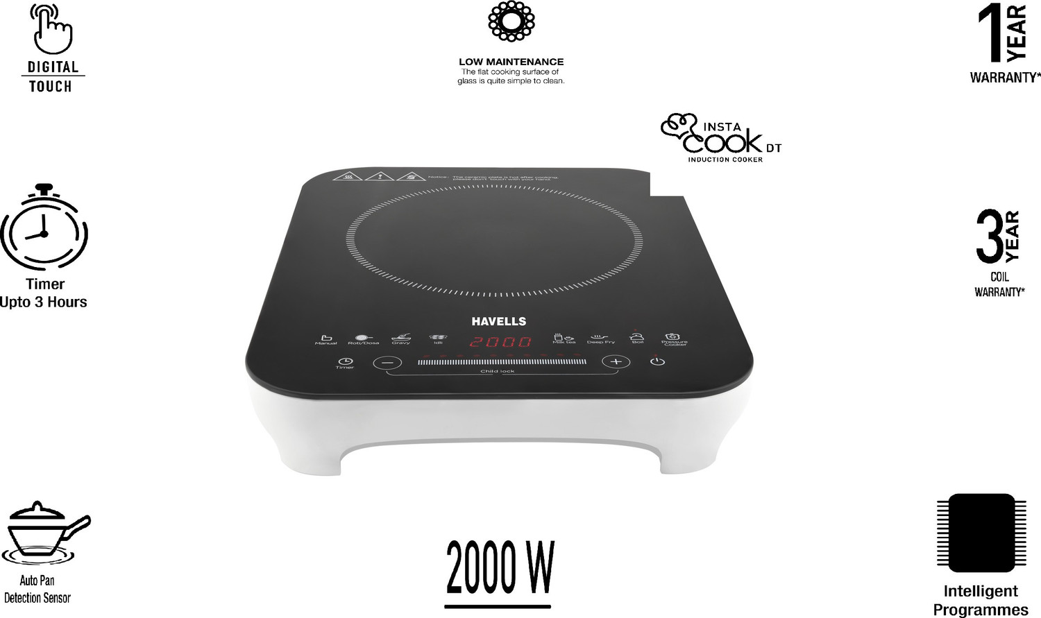 Image of HAVELLS 2000 W Induction Cooktop Touch Panel