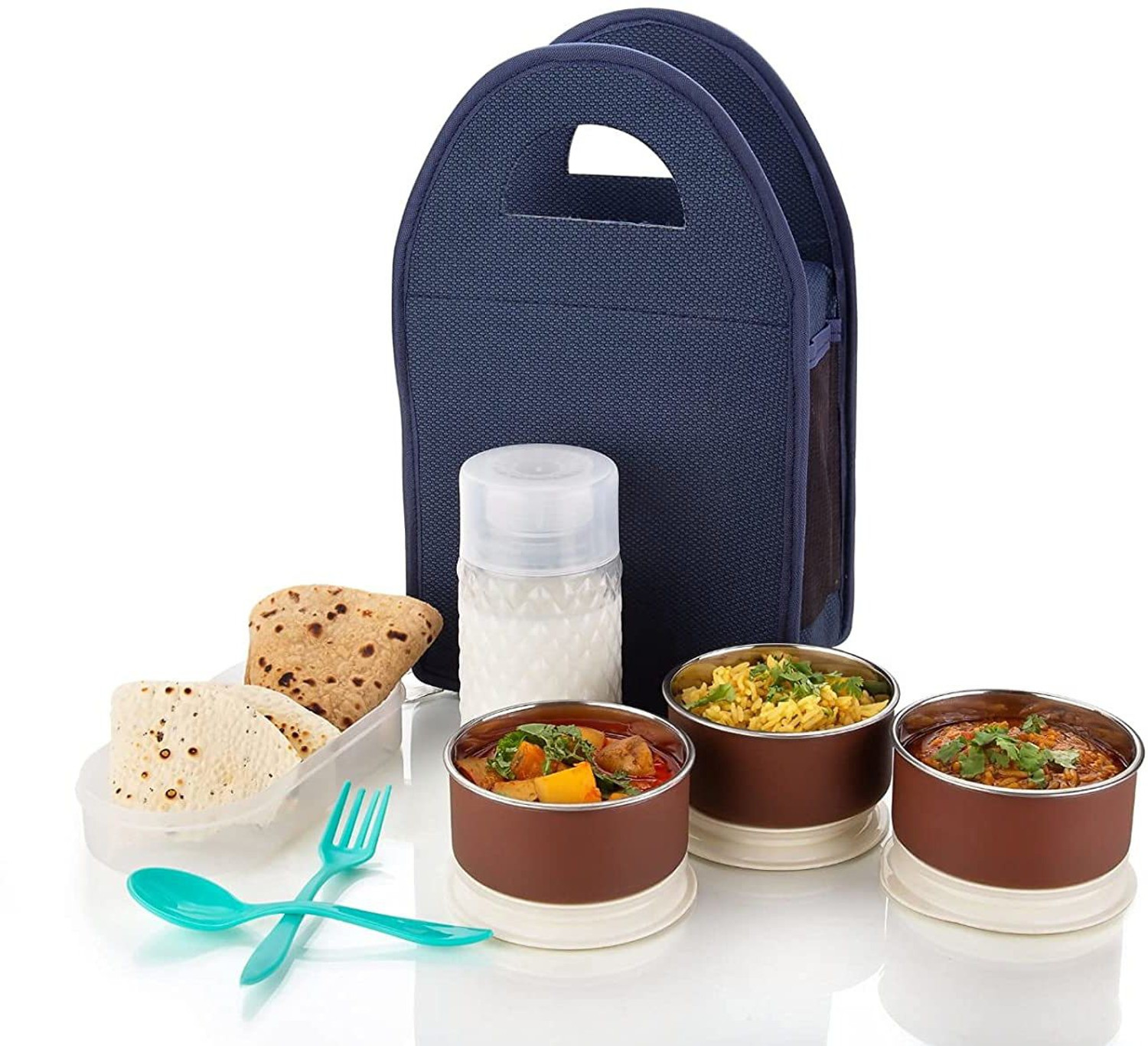Image of Varnee Premium Lunch box for School, Office & College 5 Containers Lunch Box (1 L) 5 Containers Stainless Steel Office Lunch Box
