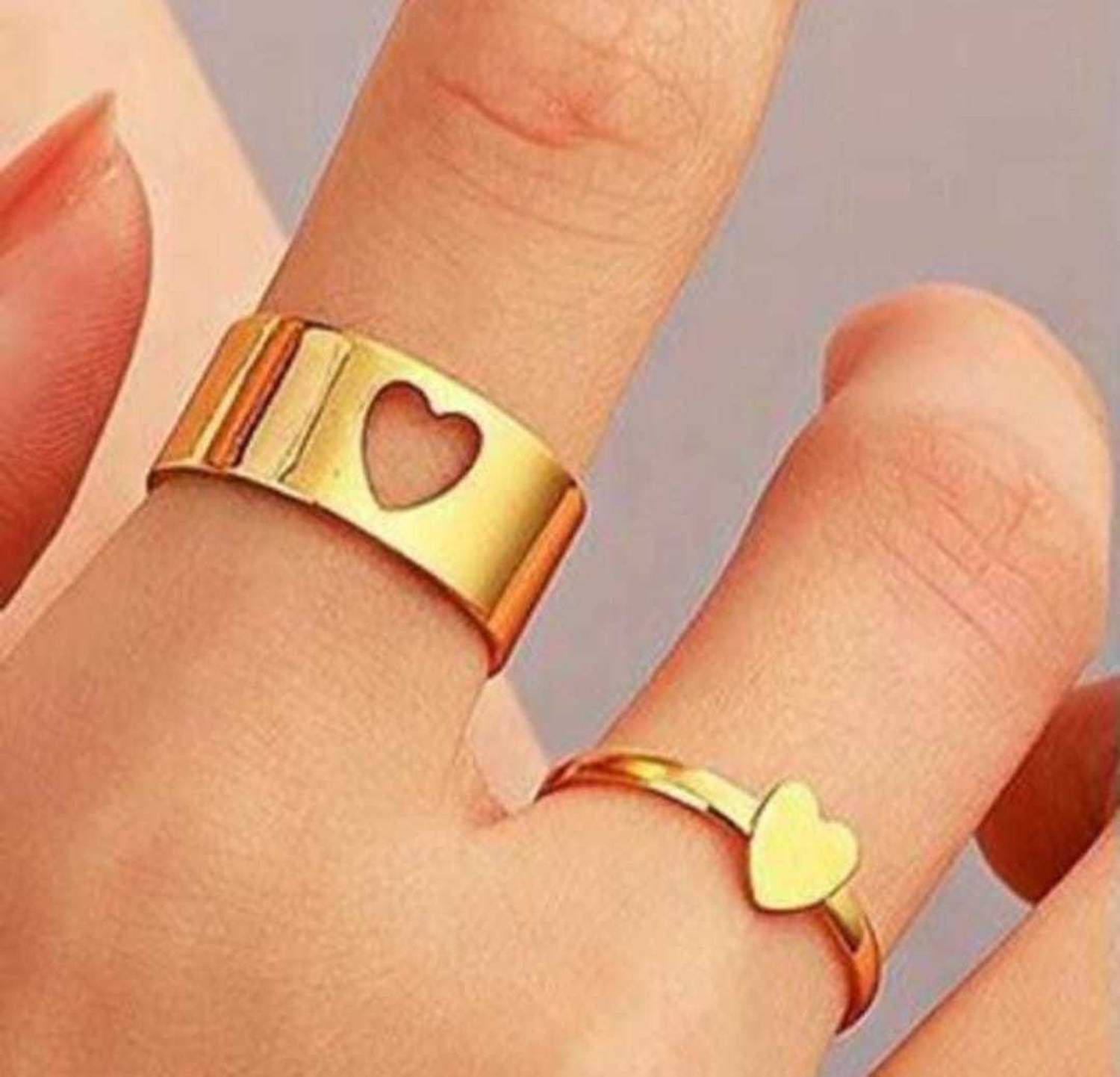 BlueShine Adjustable Couple Ring for lovers in Silver valentine gift proposal Finger Rings Alloy Cubic Zirconia Gold Plated Ring Set