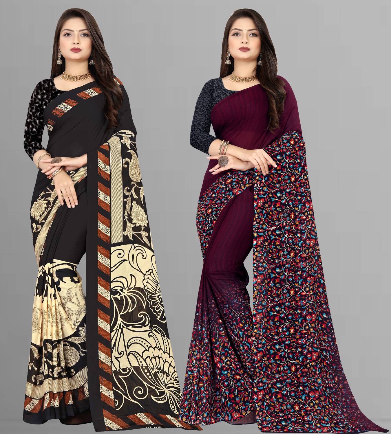 Anand Sarees Floral Print Daily Wear Georgette Saree