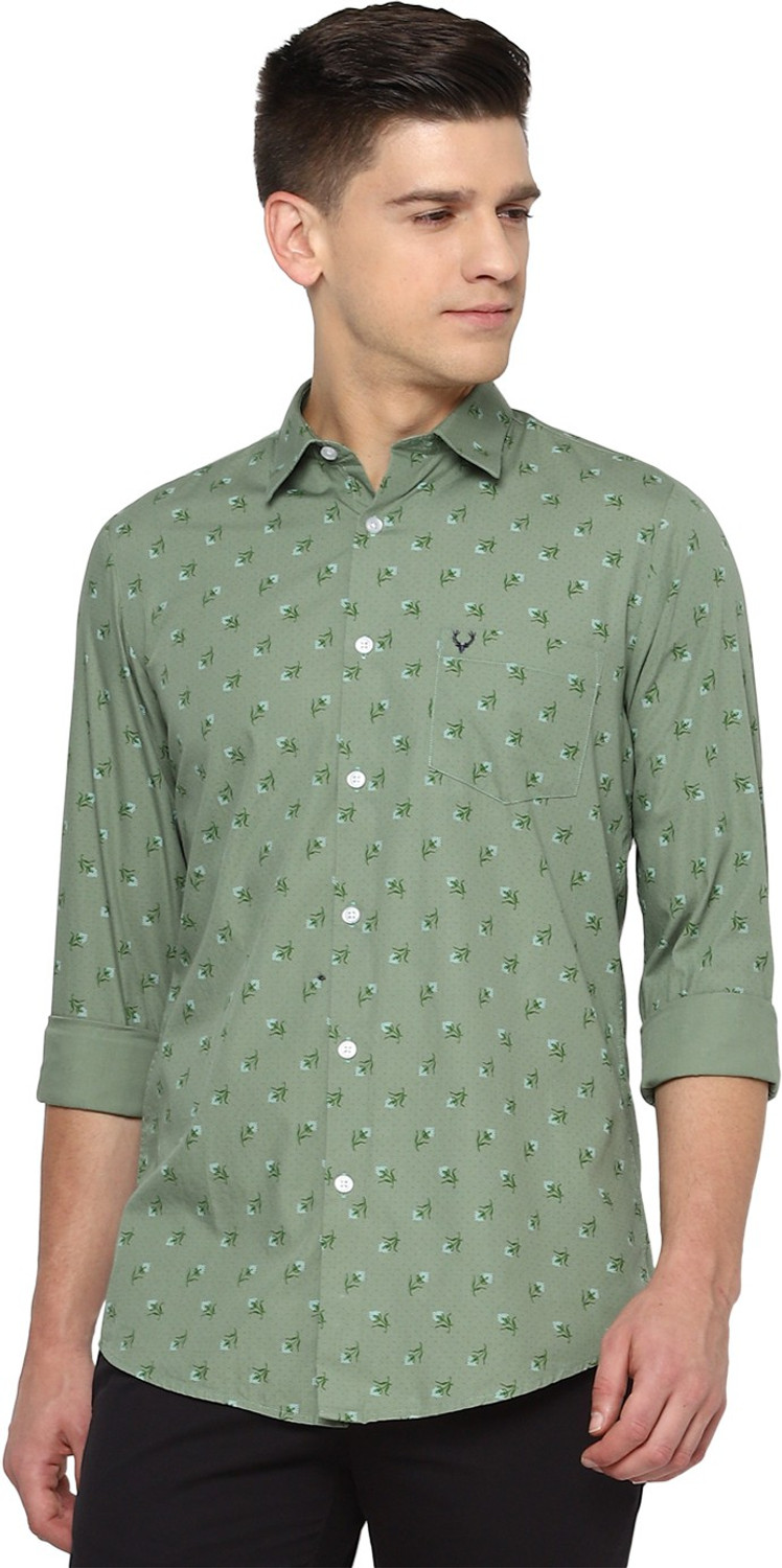 Image of Allen Solly Men Printed Casual Green Shirt