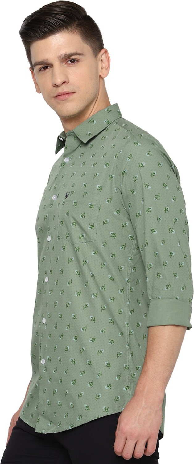 Image of Allen Solly Men Printed Casual Green Shirt