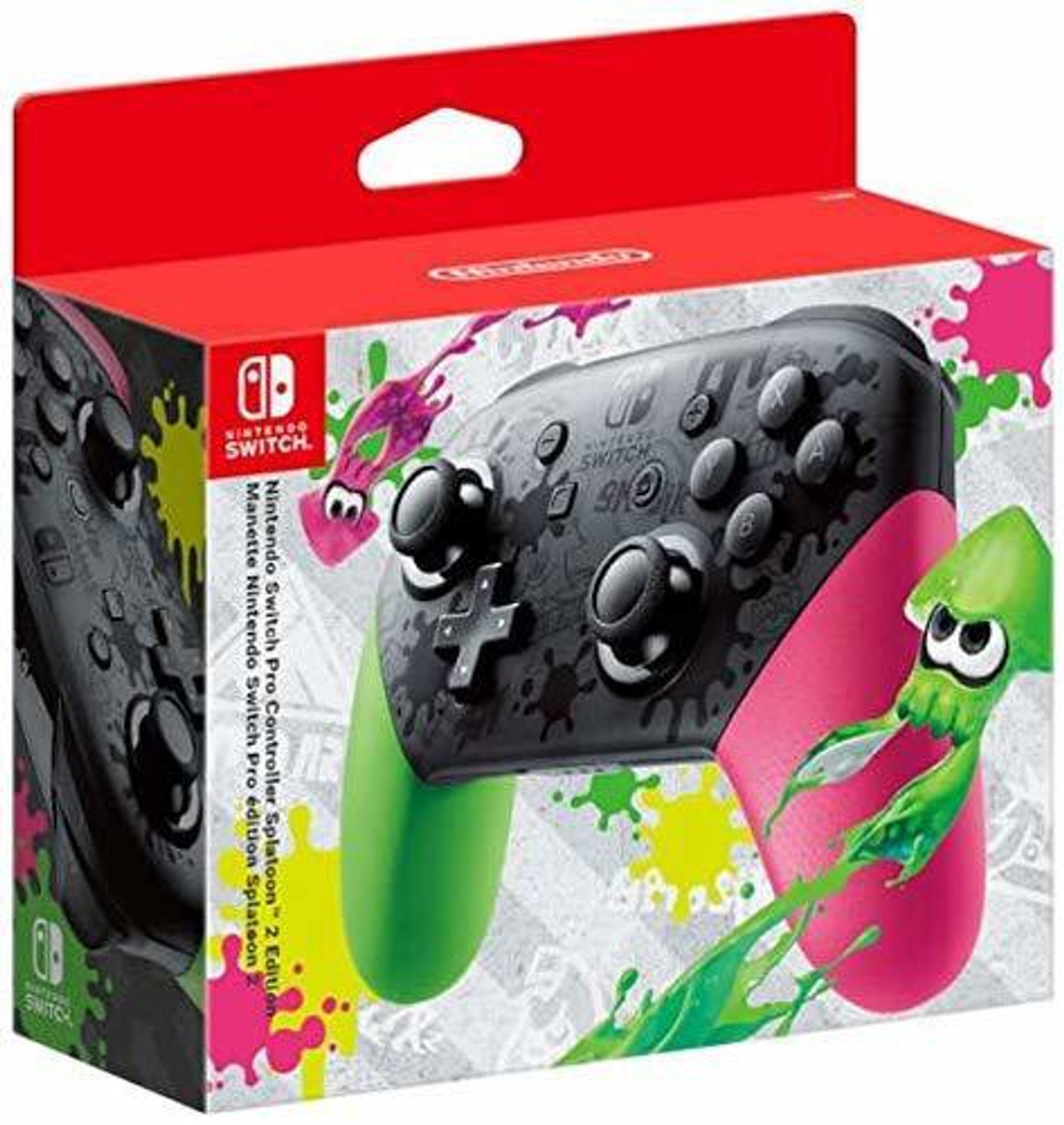 Image of NINTENDO Switch With Neon Red & Neon Blue bundled With Switch Pro Controller Splatoon 2 - Edition 32 GB