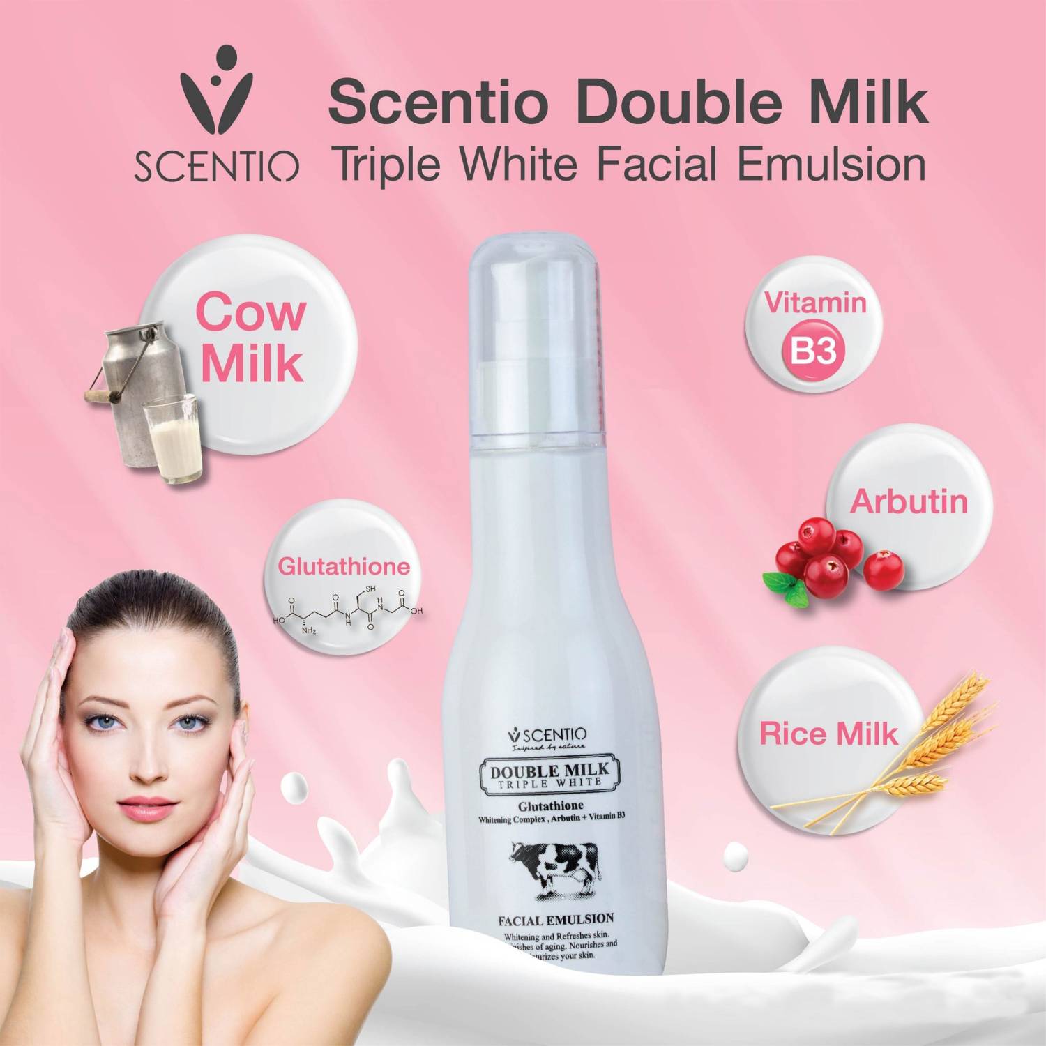 SCENTIO Double Milk Triple White Facial Emulsion