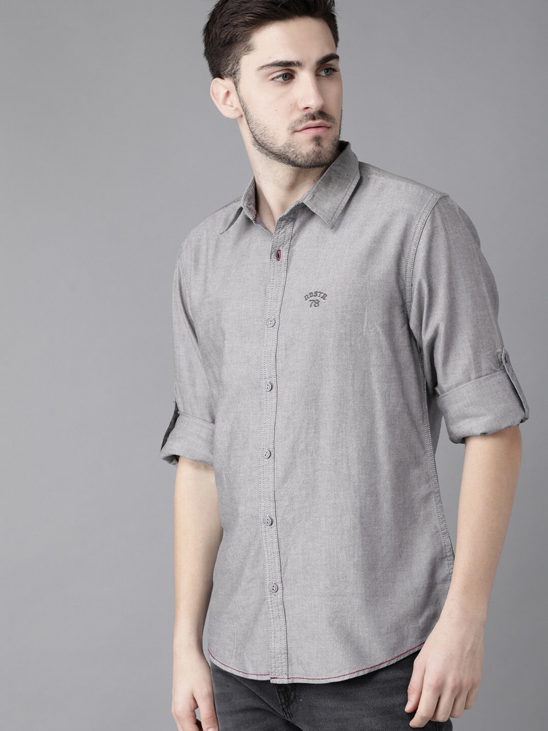 Image of Roadster Men Regular Fit Solid Spread Collar Casual Shirt