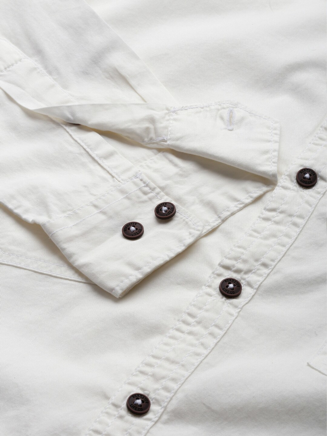 Image of Roadster Men Solid Casual White Shirt