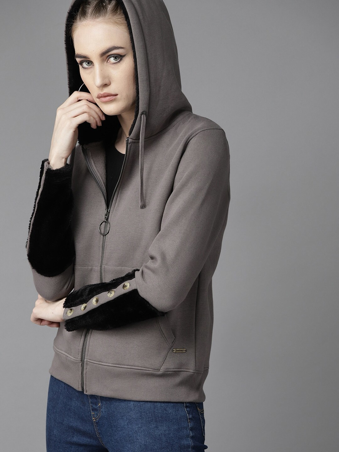 Image of Roadster Full Sleeve Color Block Women Sweatshirt