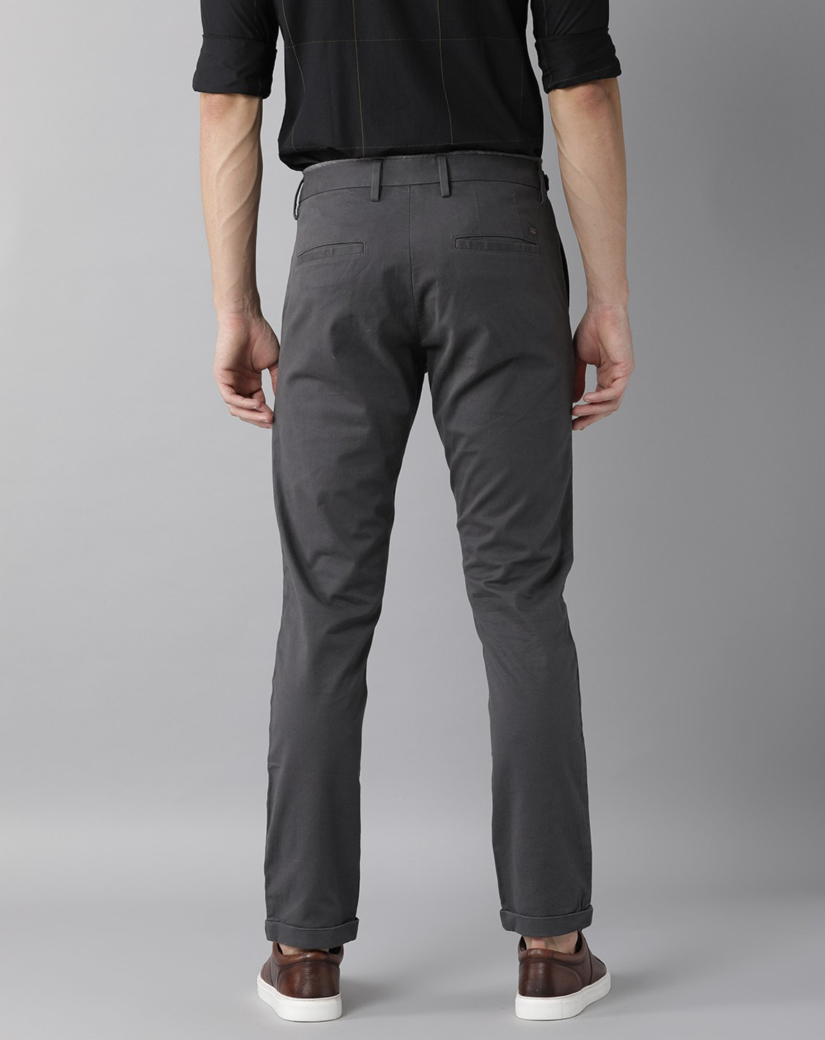Image of RARE RABBIT Slim Fit Men Grey Trousers