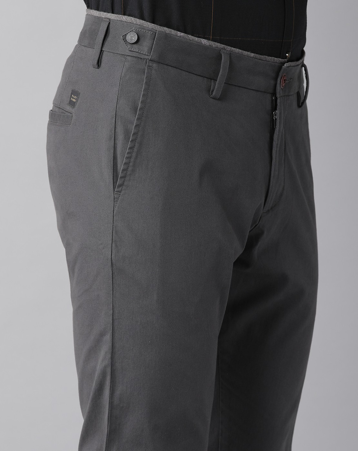 Image of RARE RABBIT Slim Fit Men Grey Trousers
