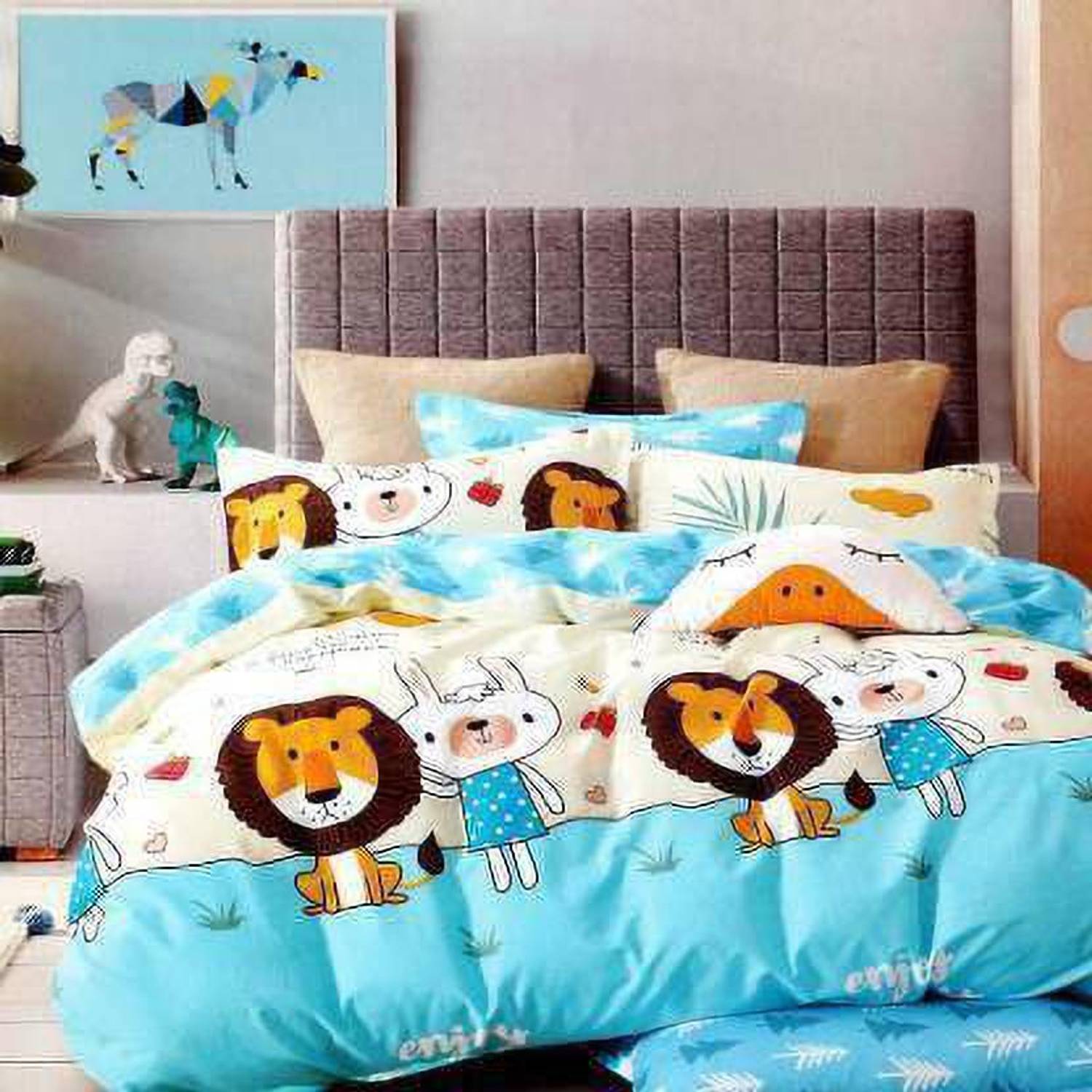 Manish Creation Polycotton Double Flat 244 TC Cartoon 1 Bedsheet