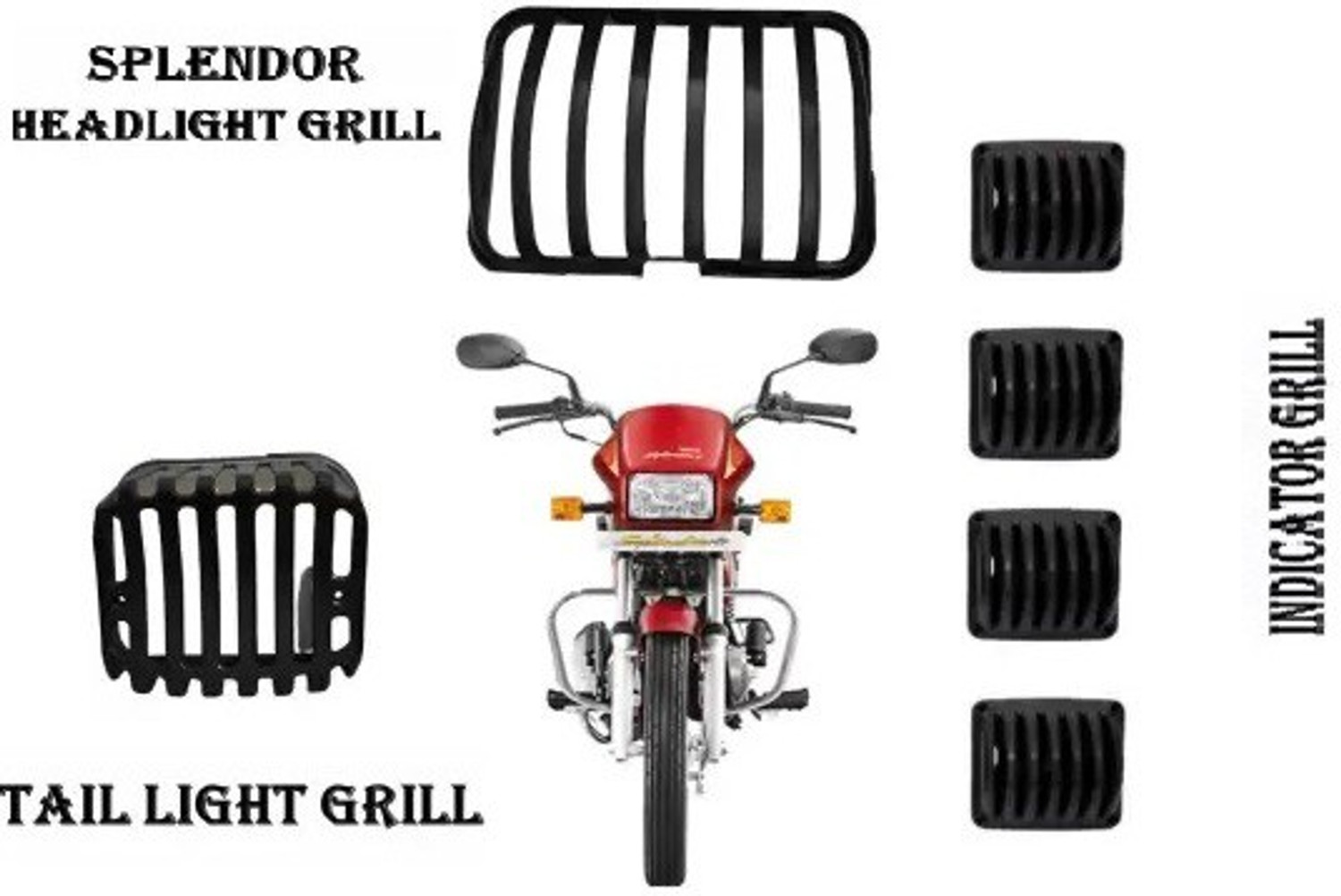 Image of ACCESSOREEZ Plastic Combo Headlight Grill indicator Grill Tail Light Grill For Hero Splendor pro plus (Bike Headlight Grill Covers) Bike Headlight Grill