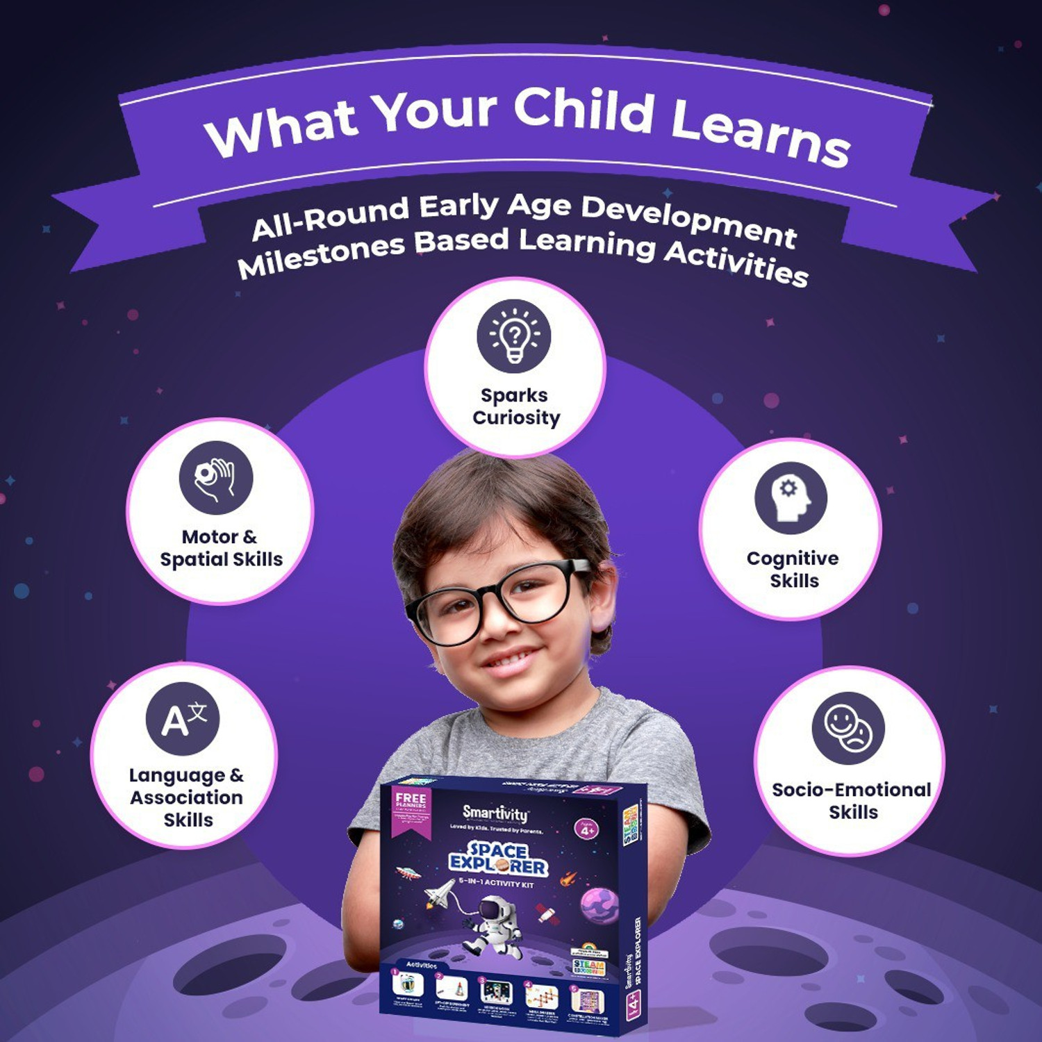 Image of Smartivity Junior Space Explorer STEM Educational DIY Fun Toys, Educational & Construction based Activity Game for Kids 4 to 6, Gifts for Boys & Girls, Learn Science Engineering Project, Made in India