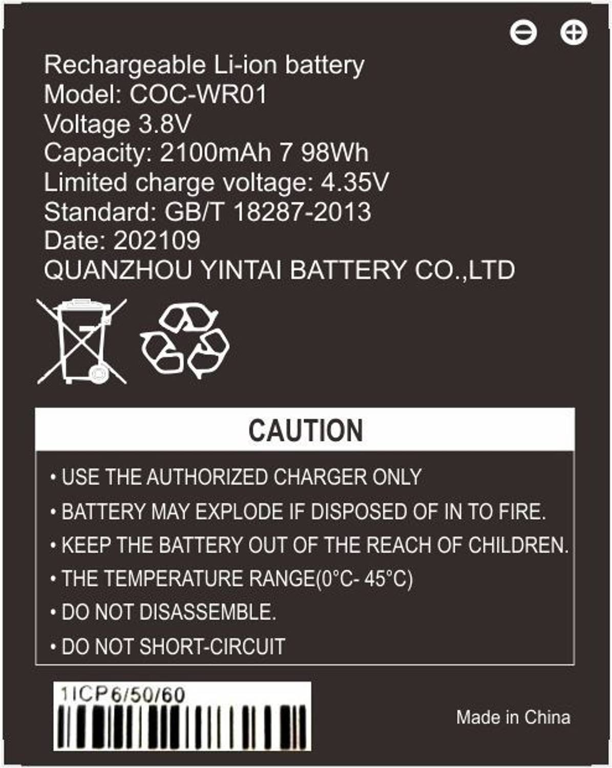 Airtel Mobile Battery For  COCONUT WRO1 4G 2100 Mah 4G hot spot Battery