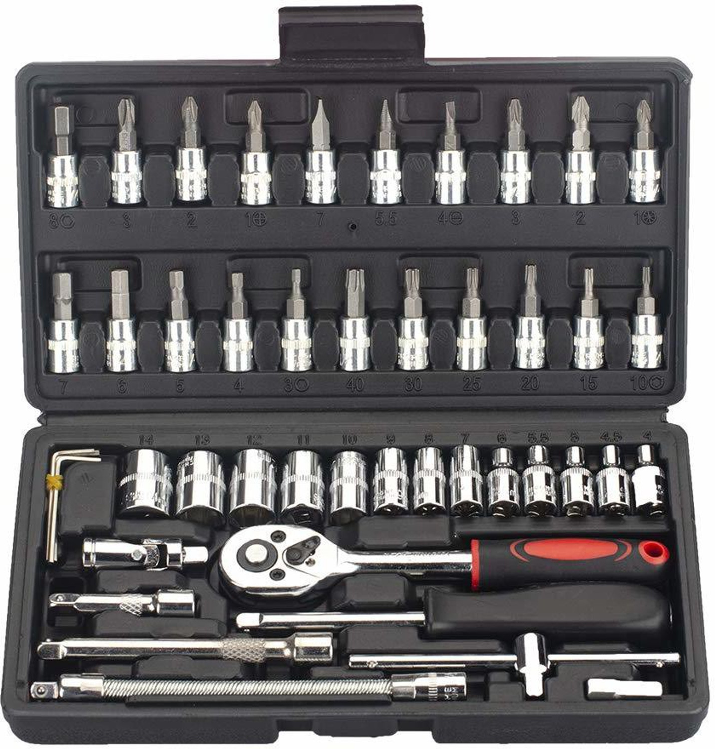 Image of KHANSAHEB 46 In 1 Pcs Tool Kit & Screwdriver and Socket Set,Hand Tool Kit Socket Set