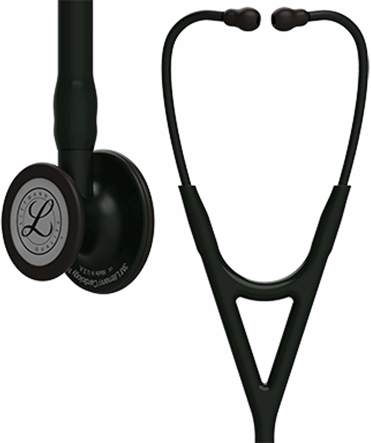 Image of 3M Littmann Cardiology IV Diagnostic Stethoscope, Black-Finish Chestpiece, Black Tube, Stem and Headset, 27 inch, 6163 Cardiology Stethoscope