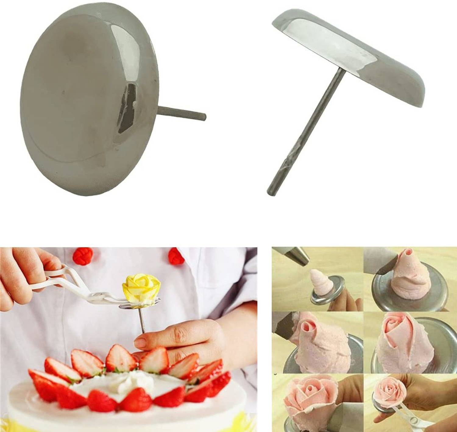 Bakedude 2 Set Rose Nail Stainless Steel Speciality Icing Nozzle