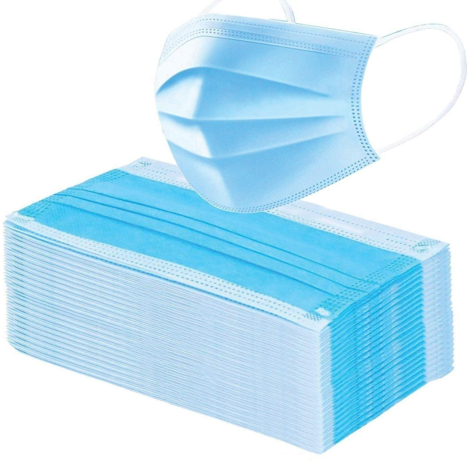Image of MaxxPro Anti Pollution Anti Bacterial Surgical Mask For Kids and Adults Surgical mask pack of 100 pieces Disposable Masks 3 ply layer with nose clip Meltblown Ultrasonic Use and Throw Masks Pack of 100 Pcs Best for Men Women (100 pcs BLUE ) Surgical Mask With Melt Blown Fabric Layer
