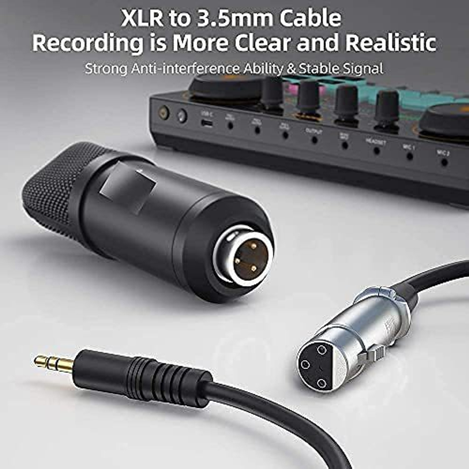 Image of zhizuka Professional Condenser Microphone Kit Adjustable Scissor Arm Stand, Shock Mount, 3.5 mm Audio Jack Converter for Mobile and Computer, Studio Recording (3.5mm Microphone + Sound Card, Black) Microphone