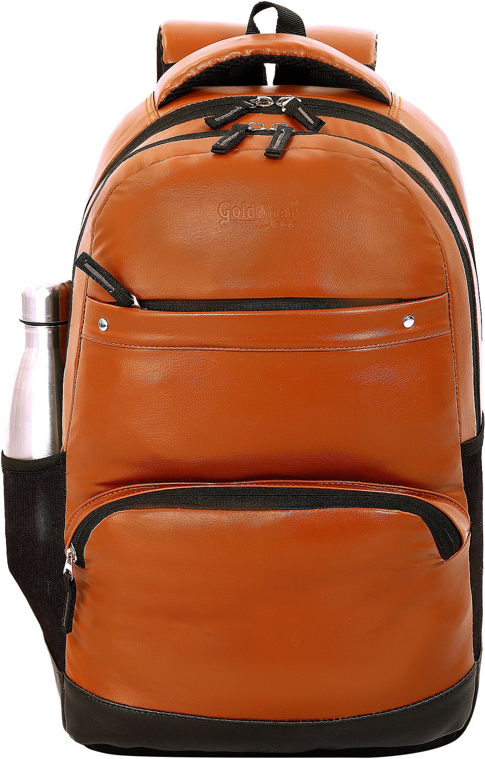 Image of Goldstar MEDIUM 30L laptop Bagpack CLASSIC ANT THEFT FAUX LEATHER STYLISH TRENDY BAGPACK (TAN ,LEATHER) 30 L Laptop Backpack