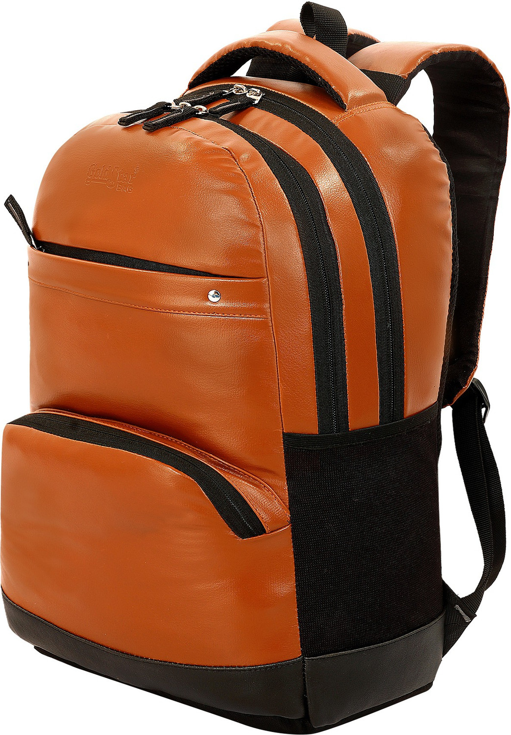 Image of Goldstar MEDIUM 30L laptop Bagpack CLASSIC ANT THEFT FAUX LEATHER STYLISH TRENDY BAGPACK (TAN ,LEATHER) 30 L Laptop Backpack