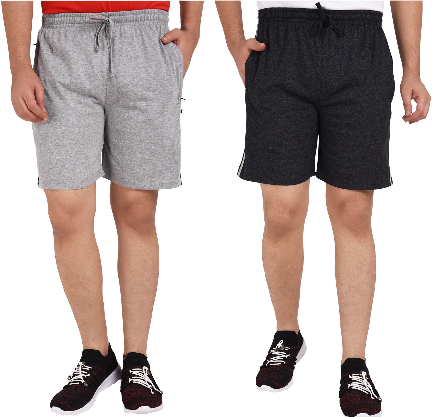 Image of NEO GARMENTS Solid Men Grey, Dark Grey Regular Shorts