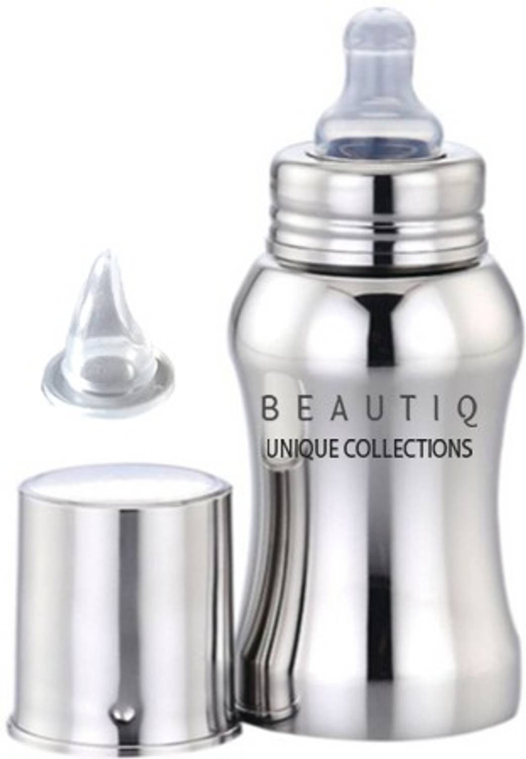 Beautiq Unique Collections Stainless Steel Baby Feeding Bottle 150ML with Additional Sipper Nipple - 150 ml