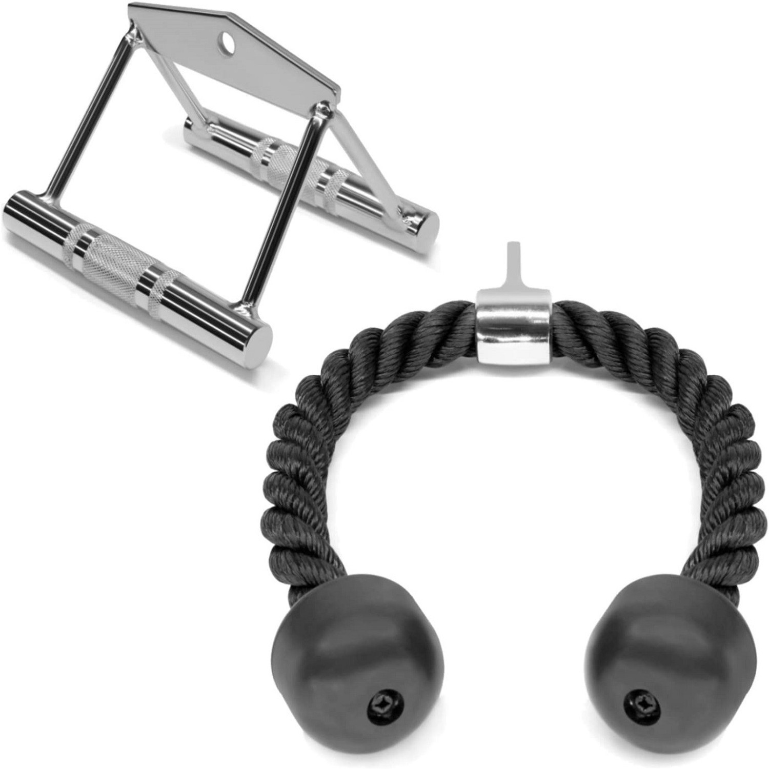 Image of Black Mountain Combo Tricep Press Down Cable Attachment Multi Option: Tricep Rope, Rowing Handle Multi-training Bar