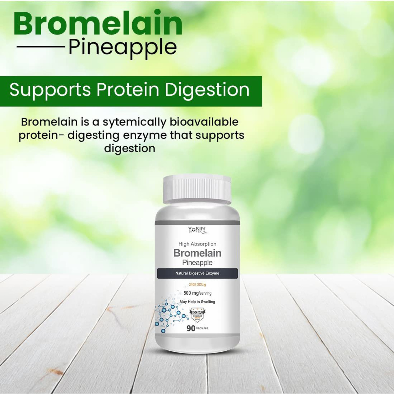 Image of Vokin Biotech Bromelain Pineapple Natural Digestive Enzyme | Help in Swelling