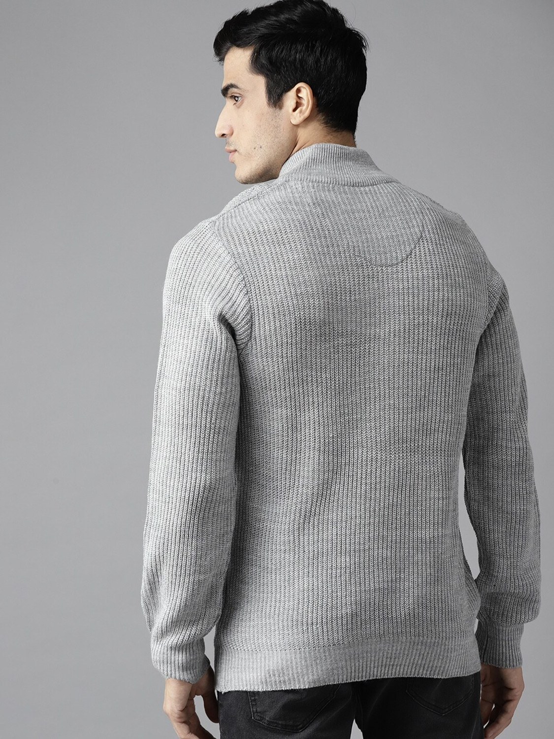 Image of Roadster Woven Casual Men Grey Sweater