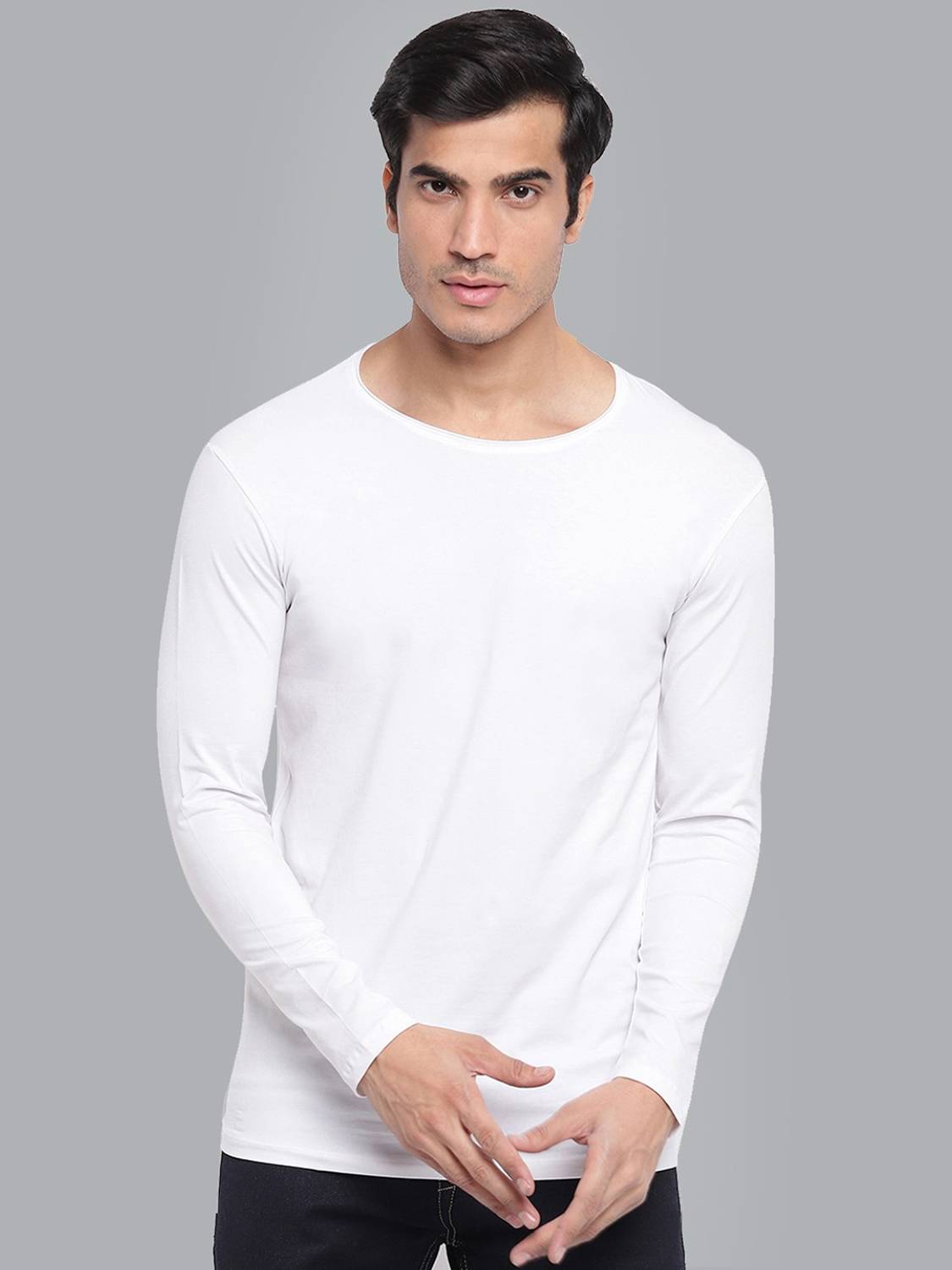 Atharv Fitness Men Solid Round Neck Cotton Blend White T-Shirt