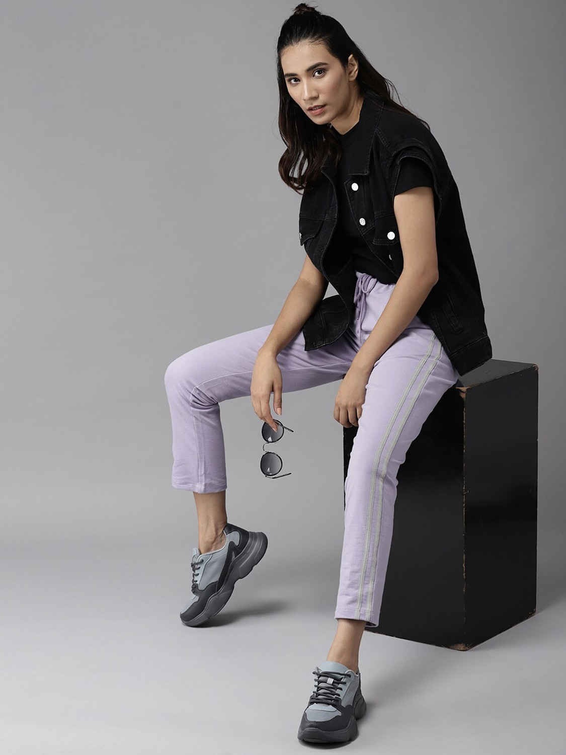 Image of Roadster Solid Women Purple Track Pants