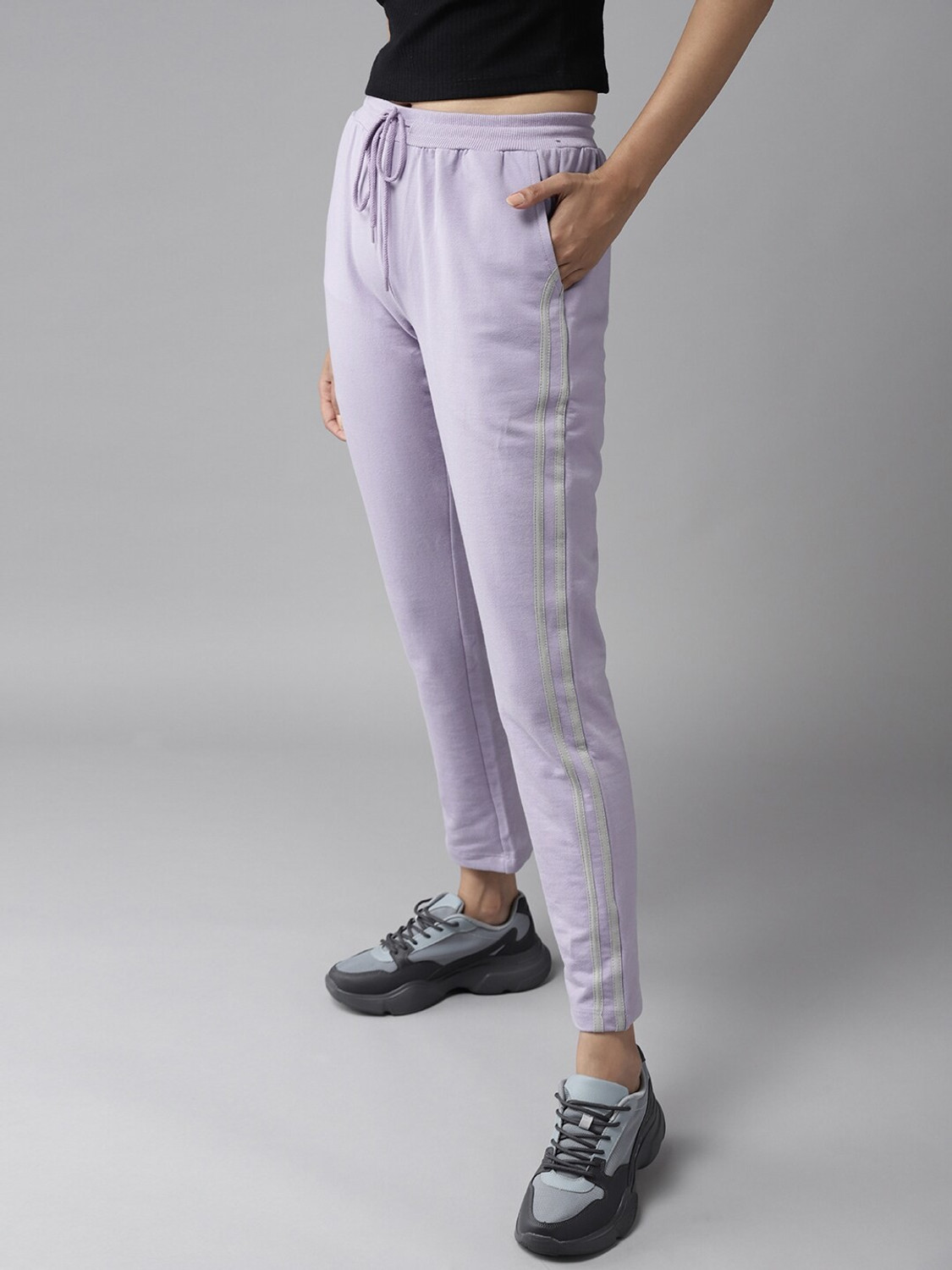 Image of Roadster Solid Women Purple Track Pants