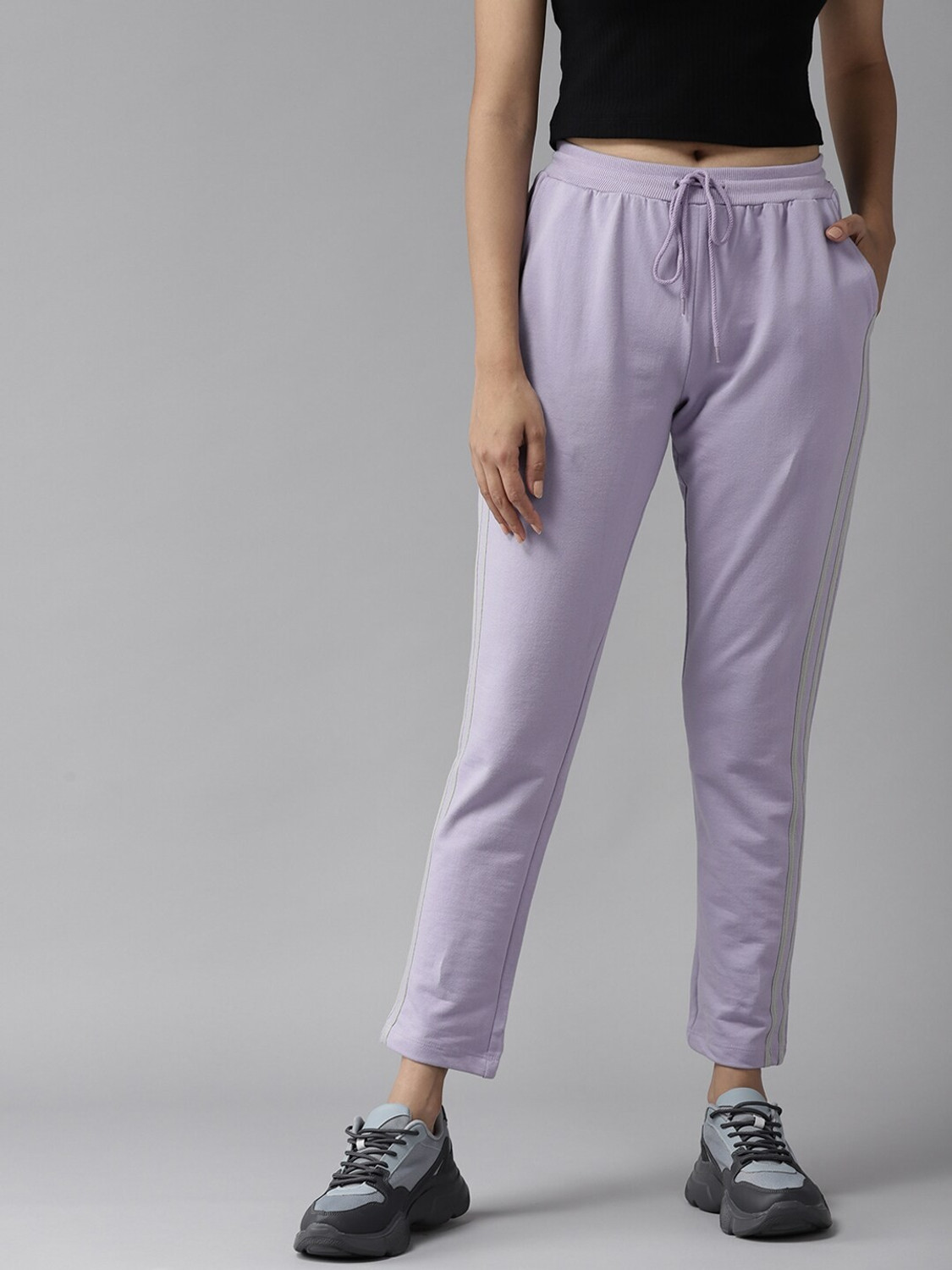 Image of Roadster Solid Women Purple Track Pants