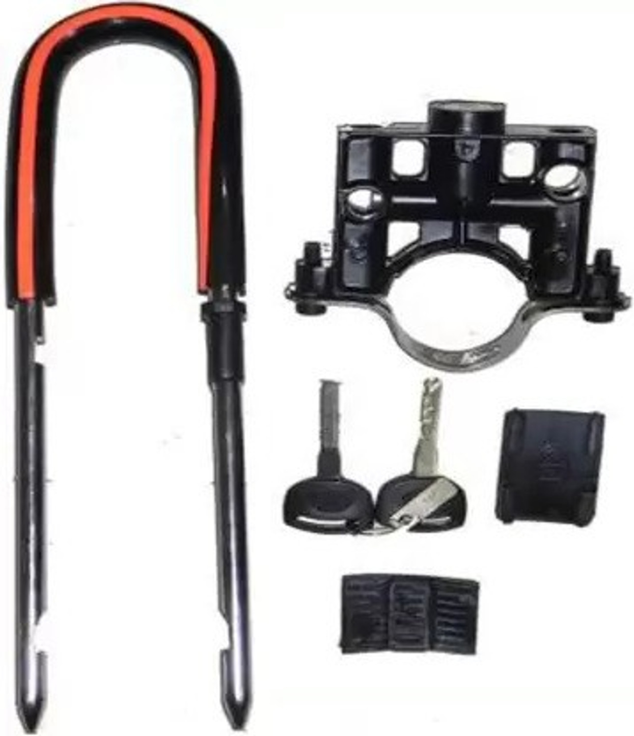 Image of Bullkartzone Bike Front Shocker Wheel Lock Bike Front U-Type Anti Theft Wheel Lock For Bajaj Platina( Black) Wheel Lock